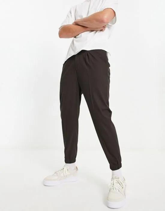 tapered smart sweatpants in chocolate brown