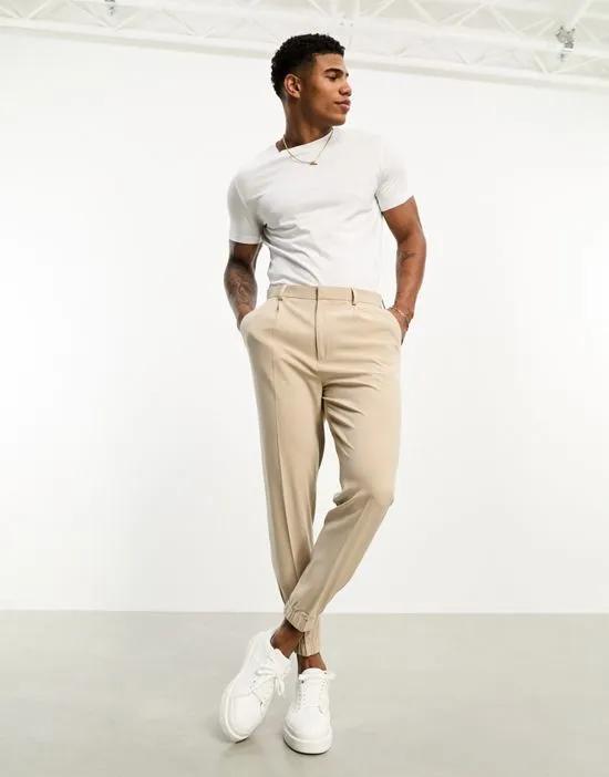 tapered smart sweatpants in stone