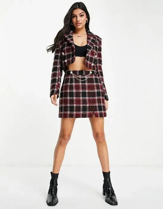 tartan boucle plaid skirt in red