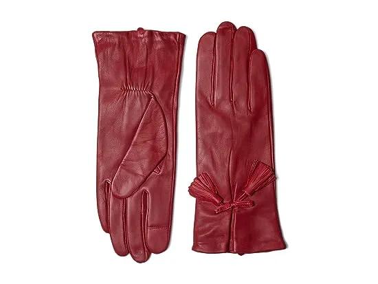 Tassel Bow Leather Gloves