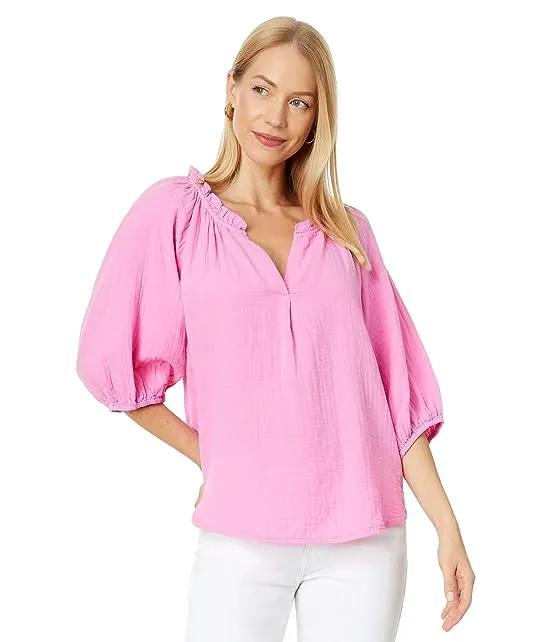 Taylor Cotton Gauze Puff Sleeve Popover