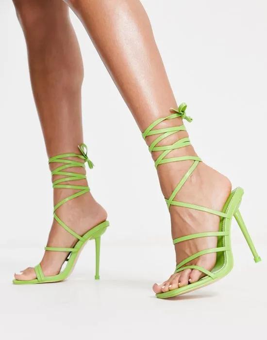 Teauge ankle tie heeled sandals in lime