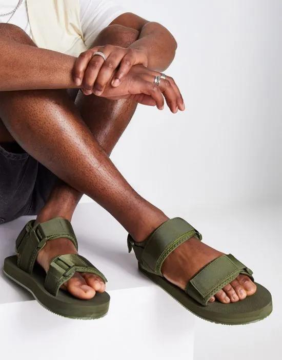 technical strap sandals in khaki green