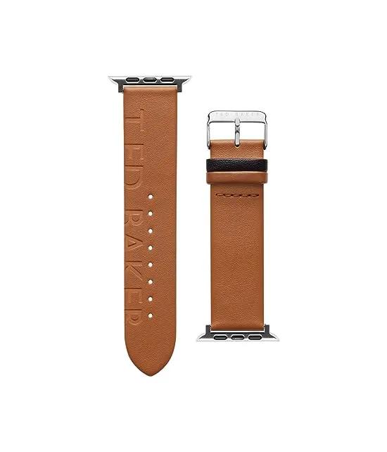 "Ted" Engraved Leather Black Keeper smartwatch band compatible with Apple watch strap 42mm, 44mm