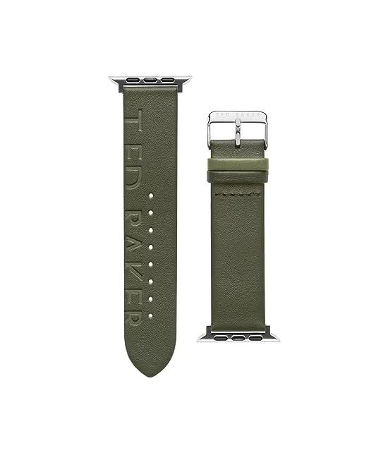 "Ted" Engraved Leather Light Green Keeper smartwatch band compatible with Apple watch strap 42mm, 44mm
