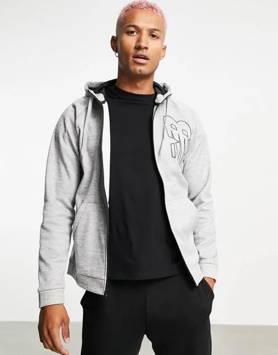 Tenacity zip up hoodie with logo in gray