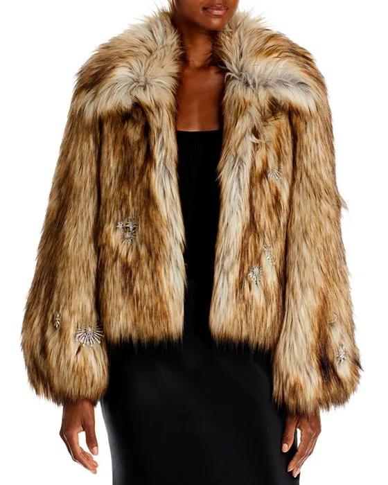 Tenley Embellished Faux-Fur Coat 