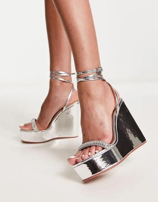 Teoni embellished wedges in silver