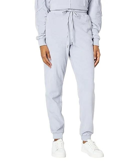 Terry Cloth Shirred Cuffs Joggers