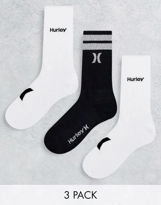 Terry Print 3 pack socks in black