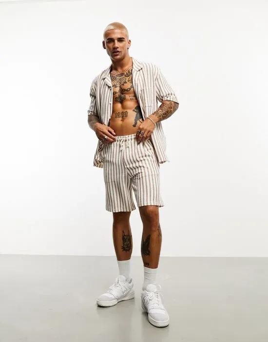 texture stripe short in orange - part of a set