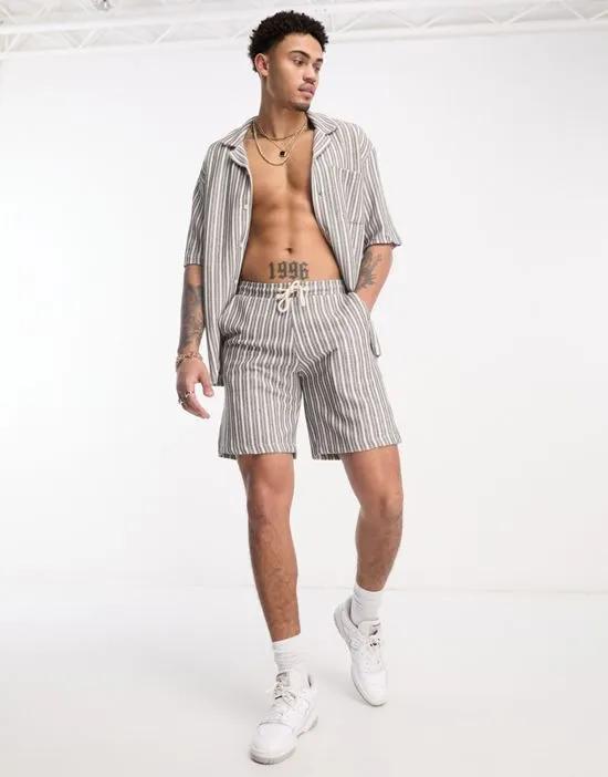 texture stripe shorts in gray - part of a set