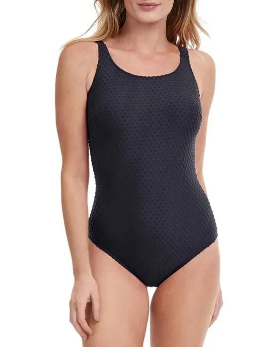 Textured Dot One Piece Swimsuit