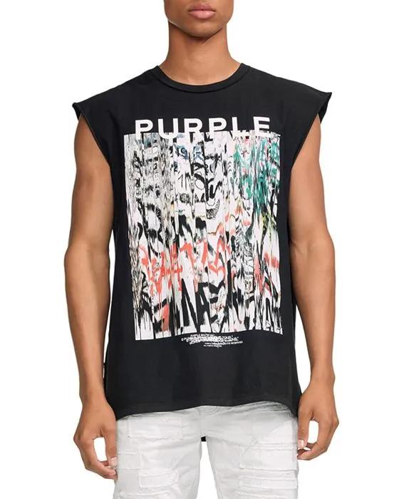 Textured Jersey Sleeveless Graphic Tee