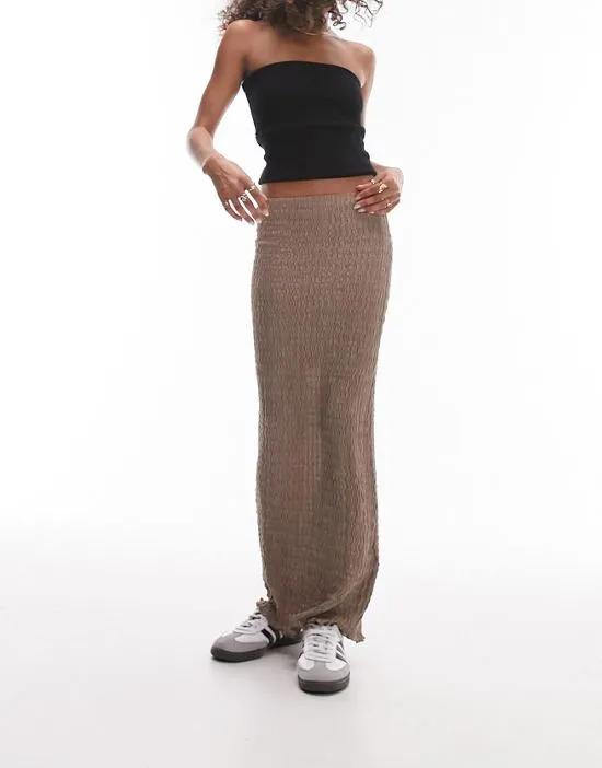 textured maxi skirt in taupe