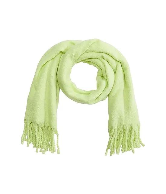 Textured Solid with Contrasting Fringe Scarf