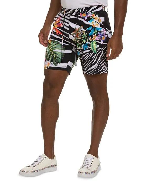 The Ace Tropical Floral Print Straight Fit Shorts