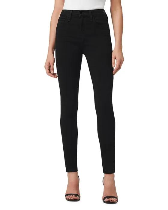The Charlie High Rise Ankle Skinny Jeans in Black
