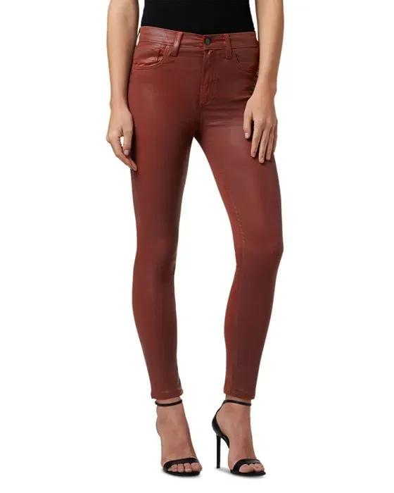 The Charlie High Rise Coated Ankle Skinny Jeans in Cinnamon