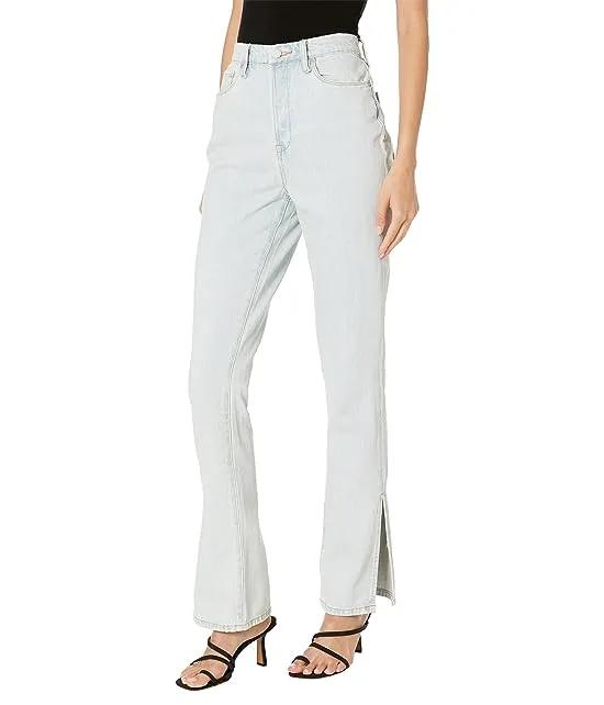 The Cooper Straight Leg Light Wash Five-Pocket Jeans with Slit Detail in Super Power