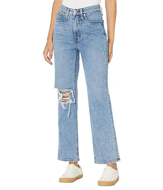 The Curvy Perfect Vintage Straight Jean in Kingsbury Wash: Ripped Knee Edition