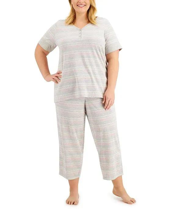 The Everyday Cotton Plus Size Capri Pajama Set, Created for Macy's