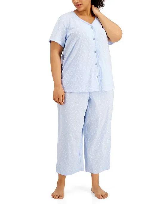 The Everyday Cotton Plus Size Capri Pajama Set, Created for Macy's