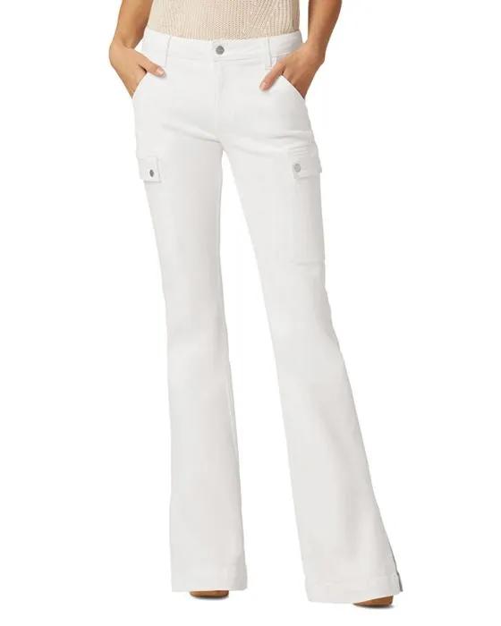 The Frankie Cargo Mid Rise Bootcut Jeans in White