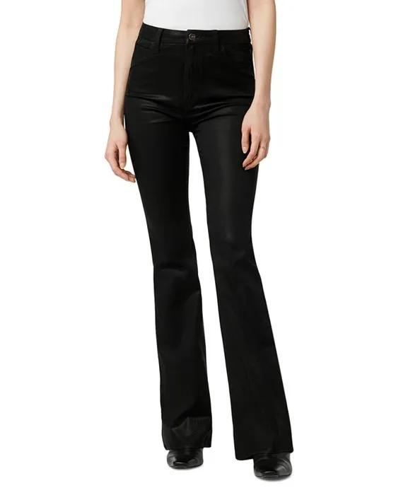 The Hi Honey High Rise Bootcut Coated Jeans in Black
