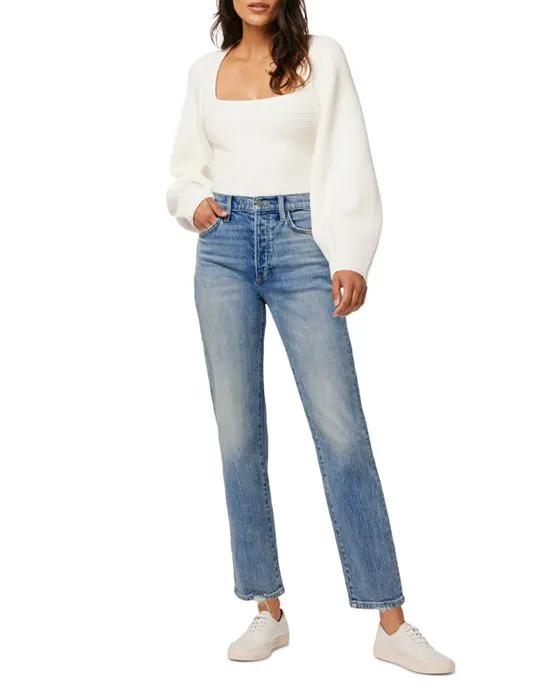 The Honor High Rise Ankle Straight Leg Jeans in Visage