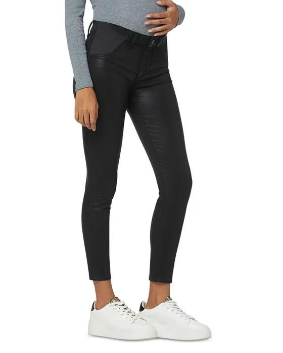 The Icon Coated High Rise Ankle Slim Maternity Jeans in Black