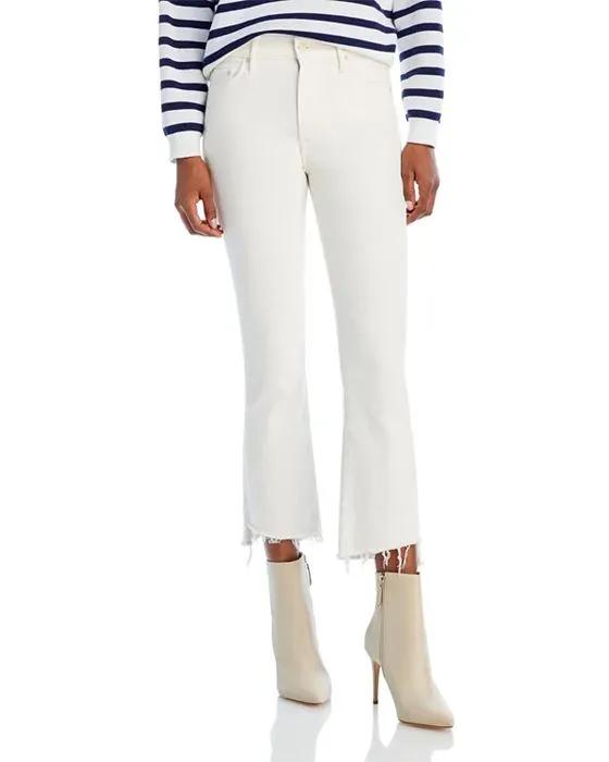 The Insider High Rise Crop Step Fray Bootcut Jeans in Cream Puff