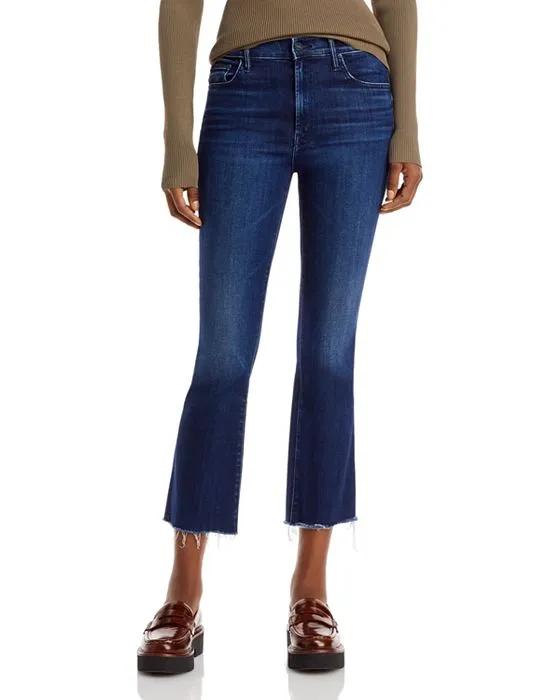 The Insider High Rise Crop Step Fray Bootcut Jeans in French Electro  