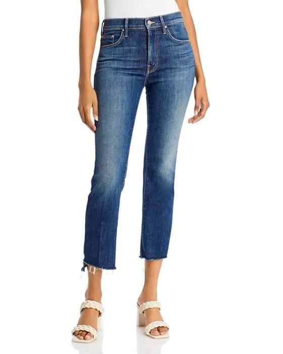 The Insider High Rise Crop Step Fray Bootcut Jeans in Girl Crush