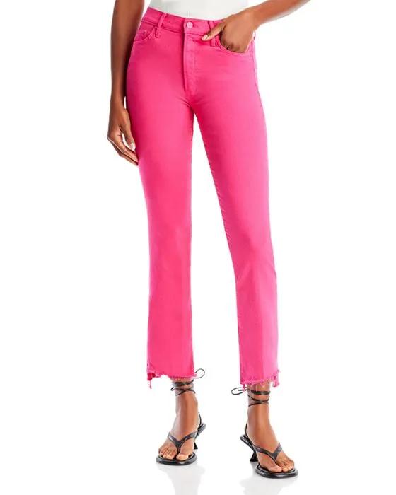 The Insider High Rise Crop Step Fray Bootcut Jeans in Raspberry Sorbet