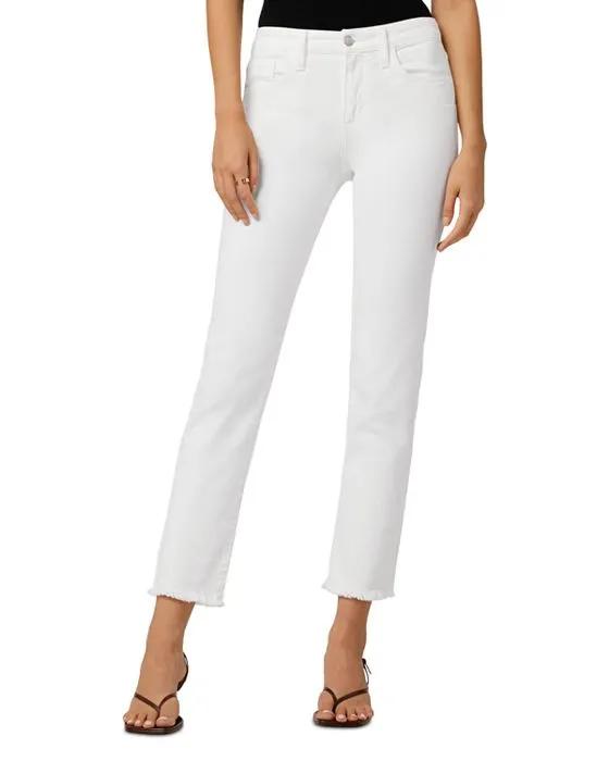 The Lara Mid Rise Cigarette Ankle Jeans in White  