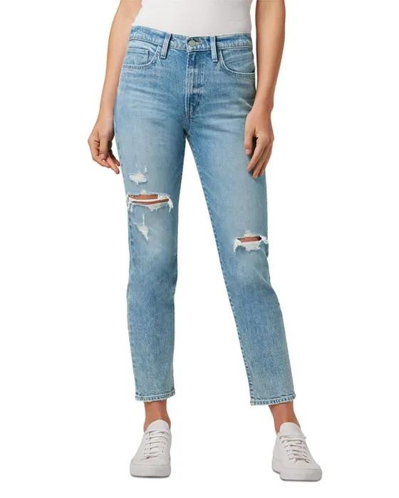 The Luna Distressed High Rise Ankle Skinny Jeans in Endless