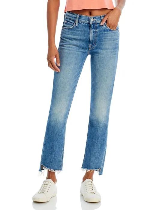 The Mid Rise Dazzler Frayed Ankle Straight Leg Jeans in Something To Remember