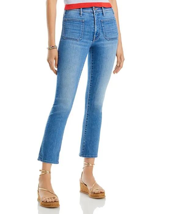 The Patch Pocket Insider High Rise Ankle Straight Leg Jeans in Happy Pill