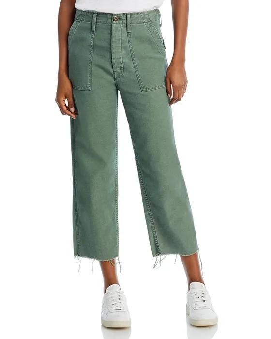 The Patch Pocket Private High Rise Cropped Wide Leg Jeans in Roger That