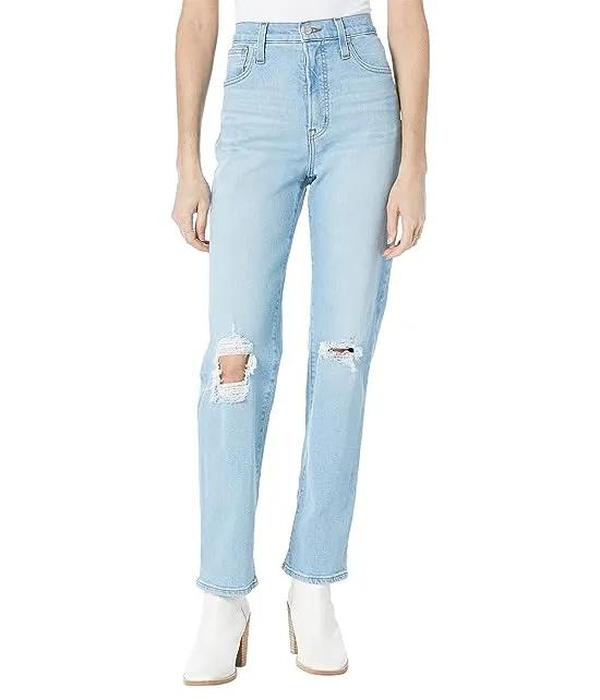 The Perfect Vintage Straight Jean in Danby Wash: Knee-Rip Edition