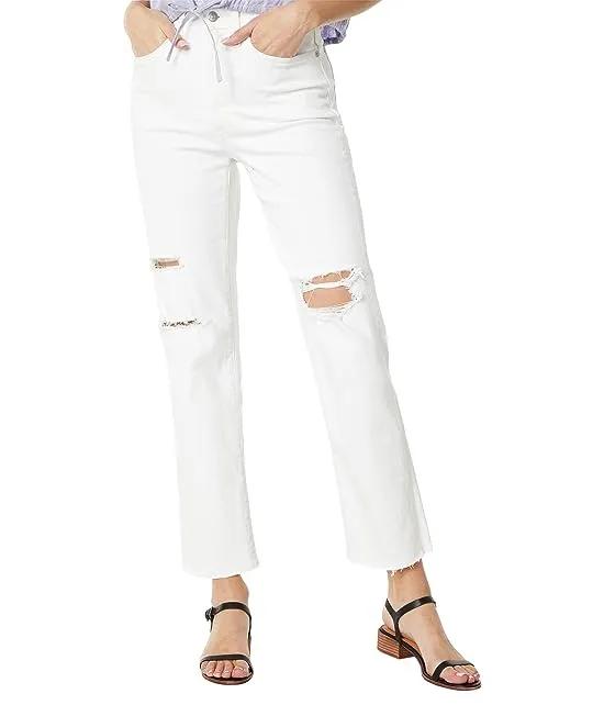 The Perfect Vintage Straight Jean in Tile White: Ripped-Knee Edition