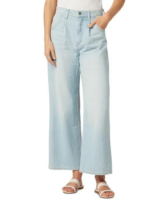 The Pleated High Rise Wide Leg Jeans in Charming