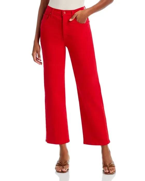 The Rambler High Rise Ankle Straight Leg Jeans in Ribbon Red