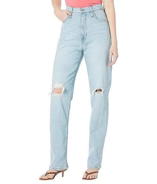 The Tall Perfect Vintage Straight Jean in Danby Wash: Knee-Rip Edition
