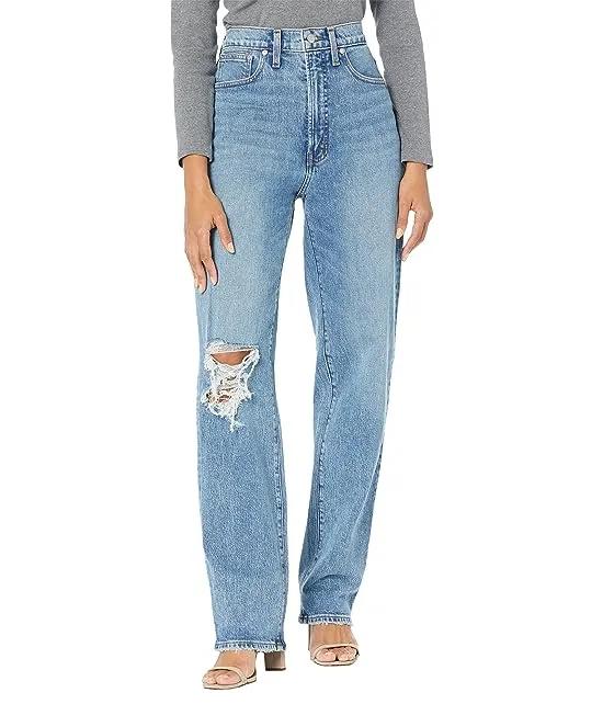 The Tall Perfect Vintage Straight Jean in Kingsbury Wash: Knee-Rip Edition