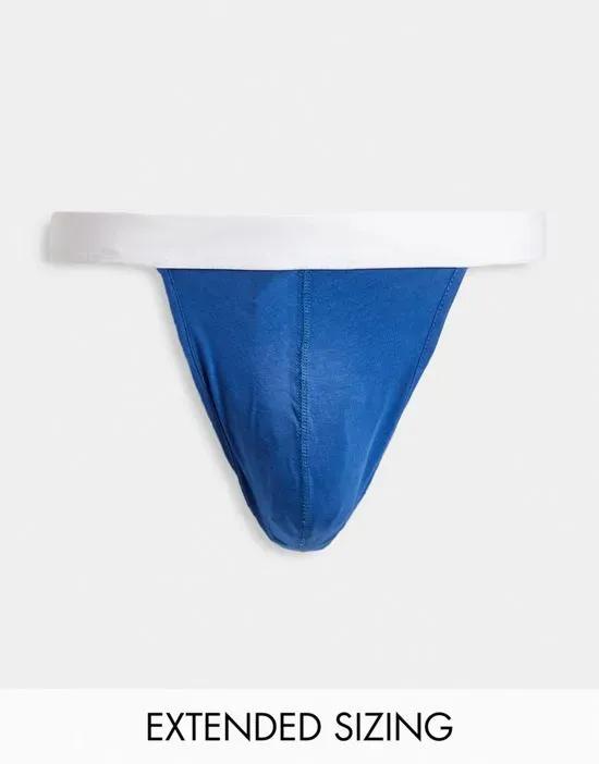 thong in blue with white waistband