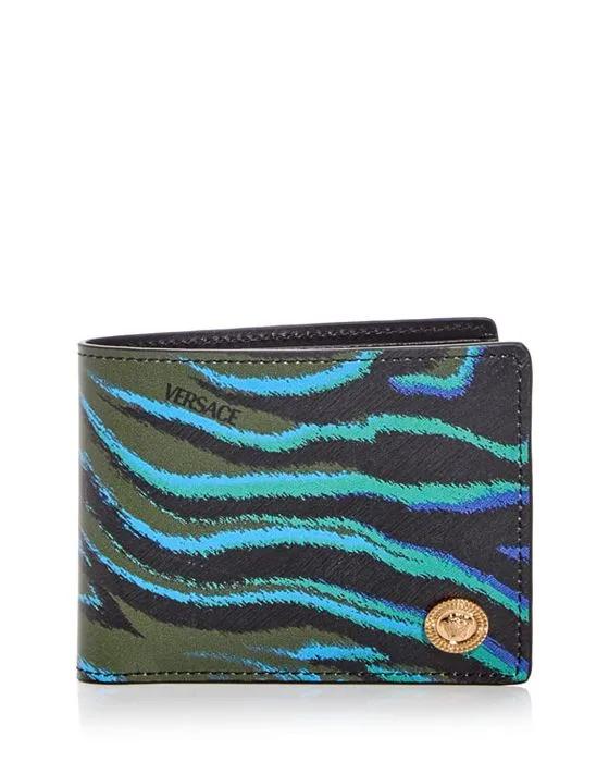 Tiger Stripe Print Leather Bifold Wallet  