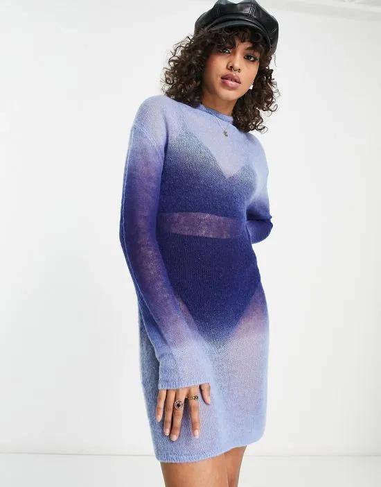 Tini knit mini dress in blue gradient