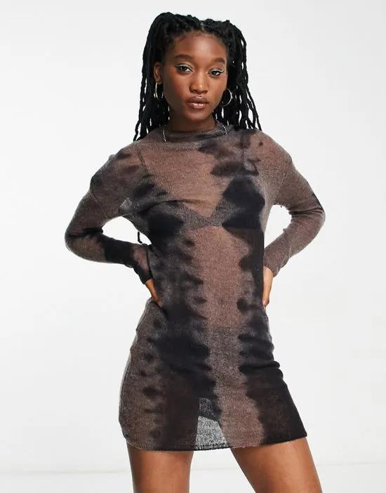 Tini knitted mini dress in brown gradient